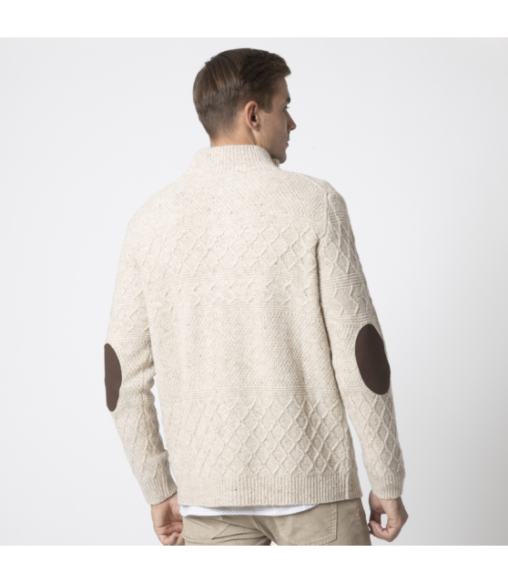 DUNCAN - Cardigan beige à coudières