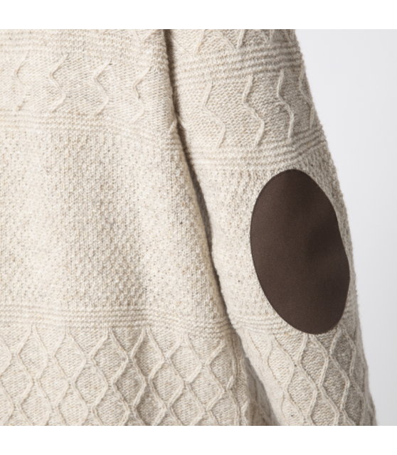 DUNCAN - Cardigan beige à coudières
