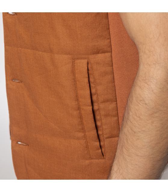 GRAN SASSO - Blouson sans manches terracotta en lin