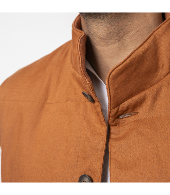 GRAN SASSO - Blouson sans manches terracotta en lin