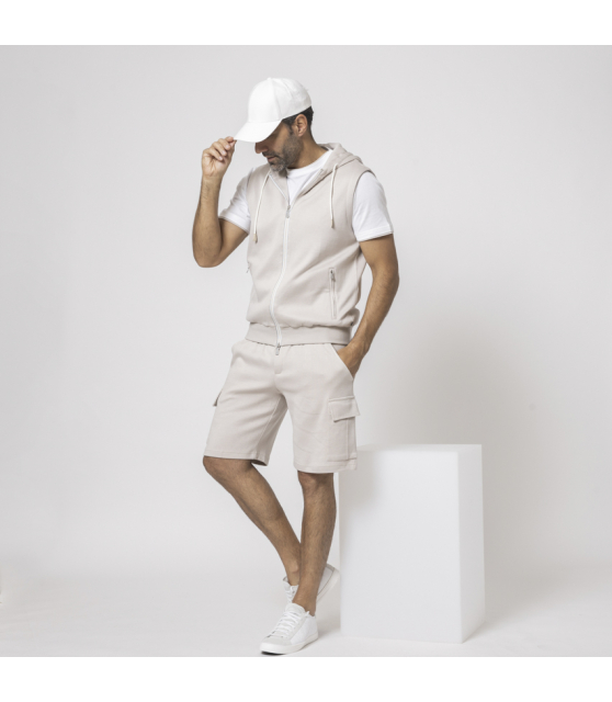 ELEVENTY - Bermuda cargo beige décontracté