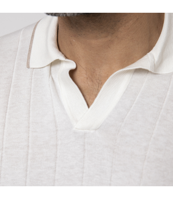 GRAN SASSO - Polo blanc cassé vintage en soie