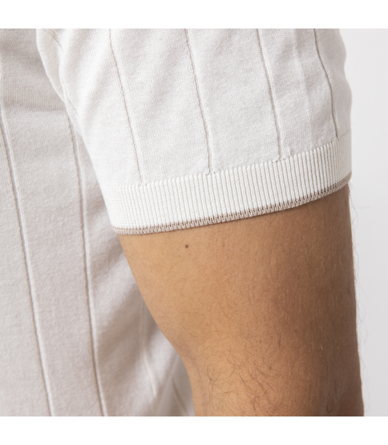 GRAN SASSO - Polo blanc cassé vintage en soie