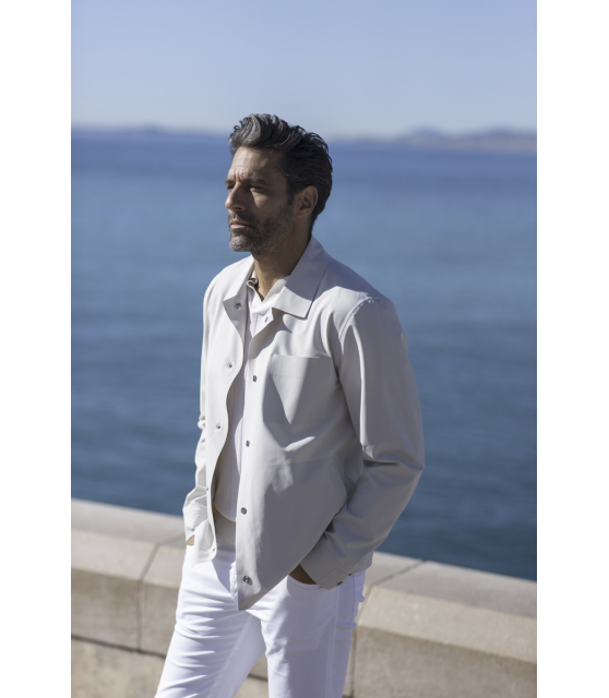 GRAN SASSO - Polo blanc cassé vintage en soie