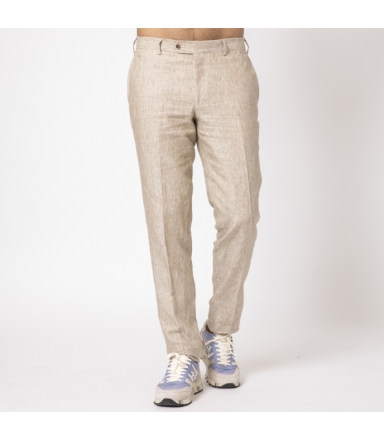 DUNCAN - Costume beige chiné en lin