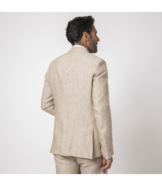 DUNCAN - Costume beige chiné en lin