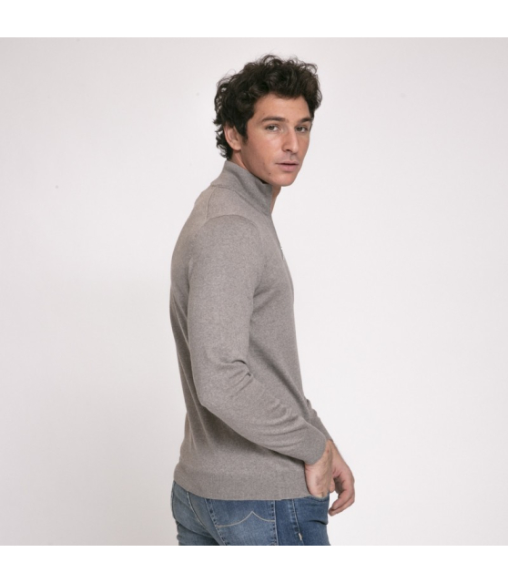 DUNCAN x GRAN SASSO - Pull marron glacé à col zippé