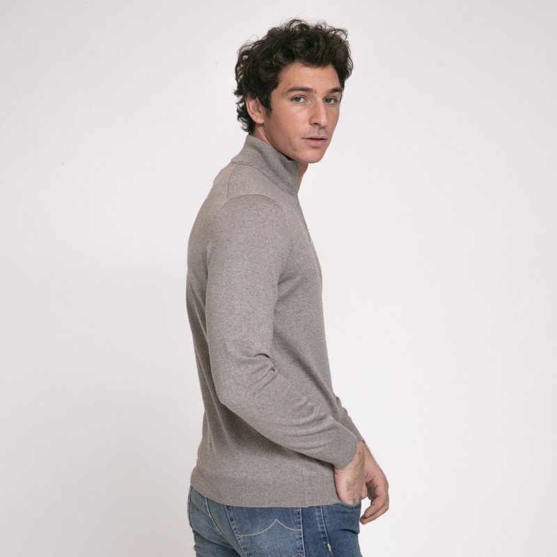 DUNCAN x GRAN SASSO - Pull marron glacé à col zippé