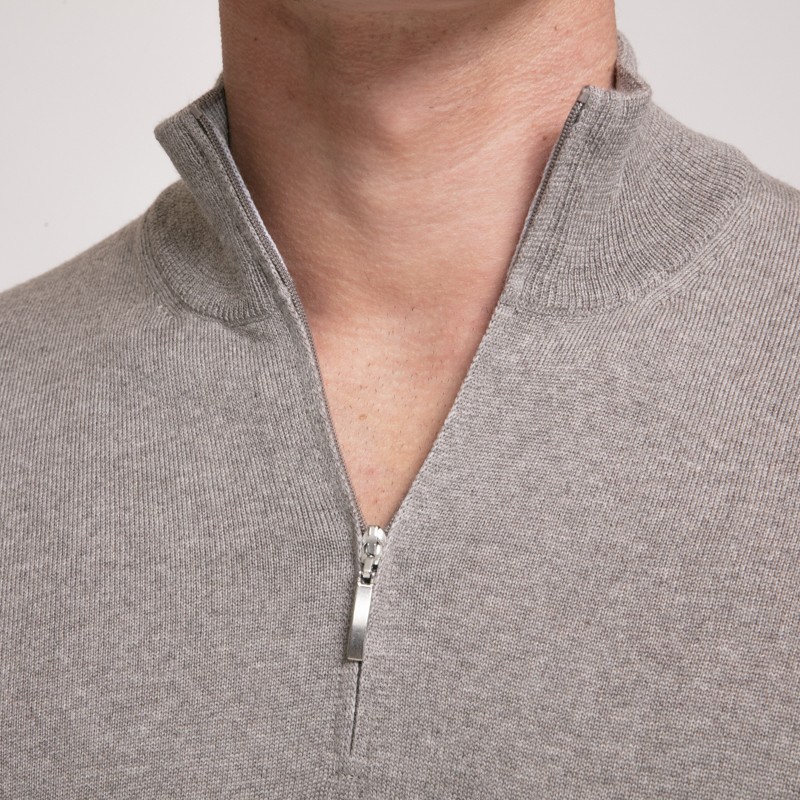 DUNCAN x GRAN SASSO - Pull marron glacé à col zippé