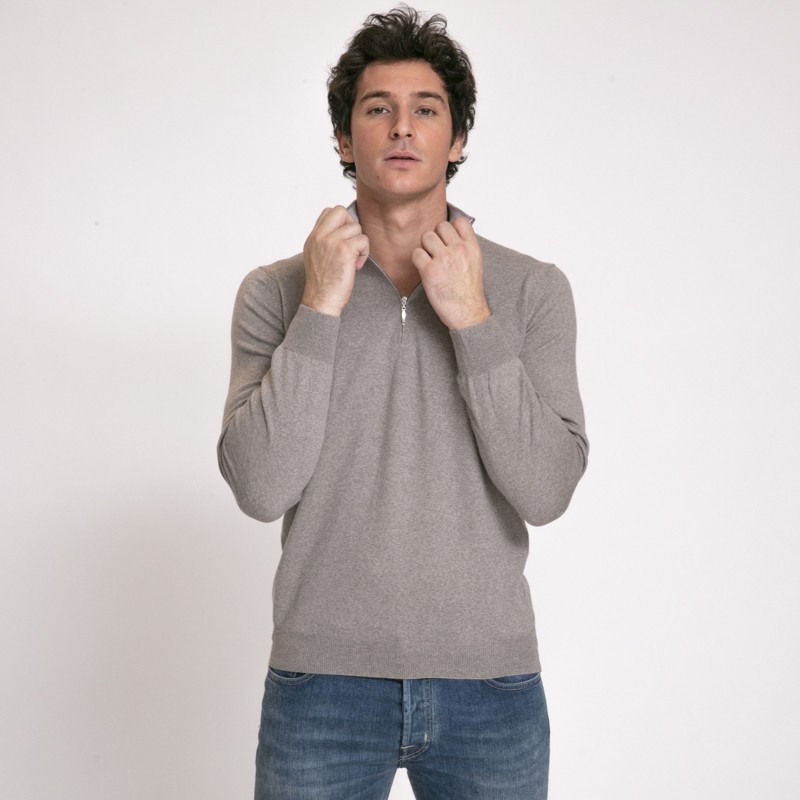 DUNCAN x GRAN SASSO - Pull marron glacé à col zippé