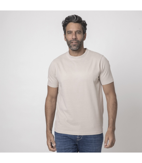 DUNCAN - T-shirt beige à col rond