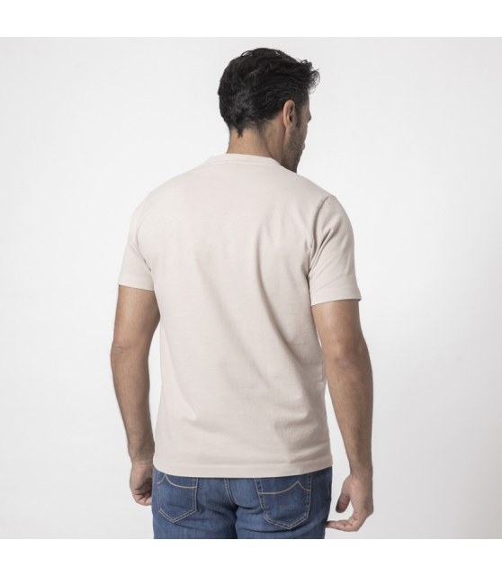 DUNCAN - T-shirt beige à col rond