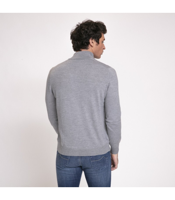 DUNCAN x GRAN SASSO - Pull gris clair à col zippé