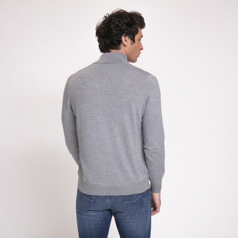 DUNCAN x GRAN SASSO - Pull gris clair à col zippé