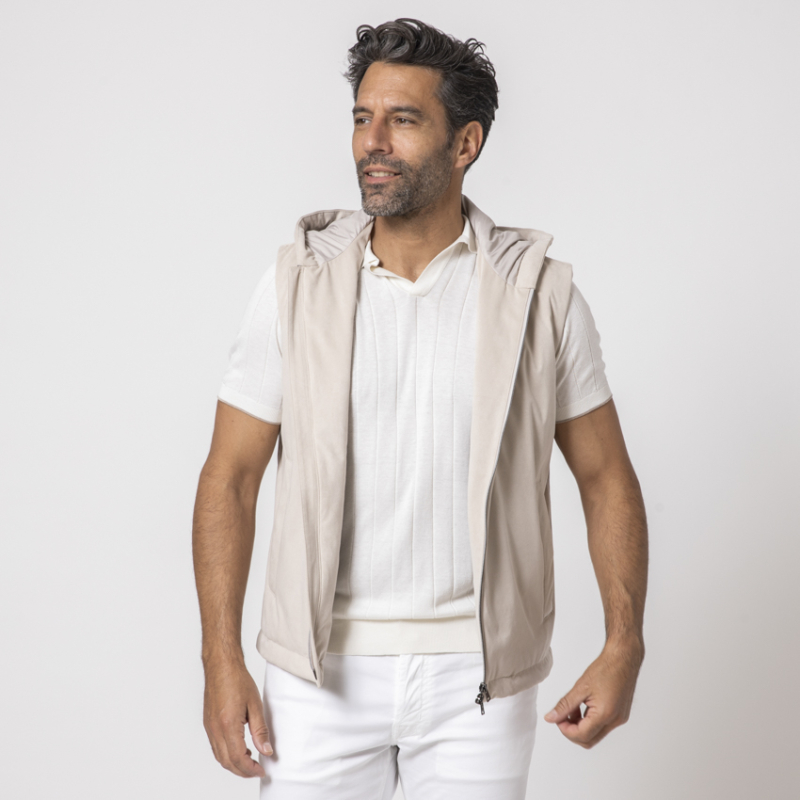 HERNO - Blouson sans manches en suède beige