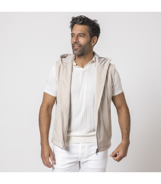 HERNO - Blouson sans manches en suède beige
