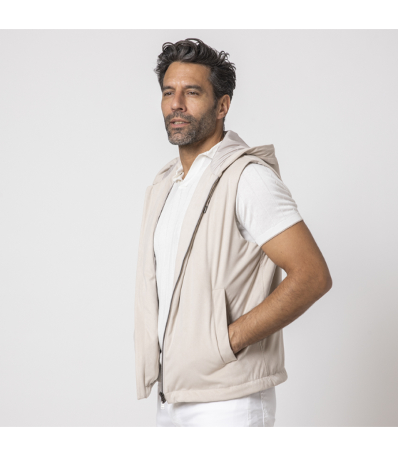 HERNO - Blouson sans manches en suède beige