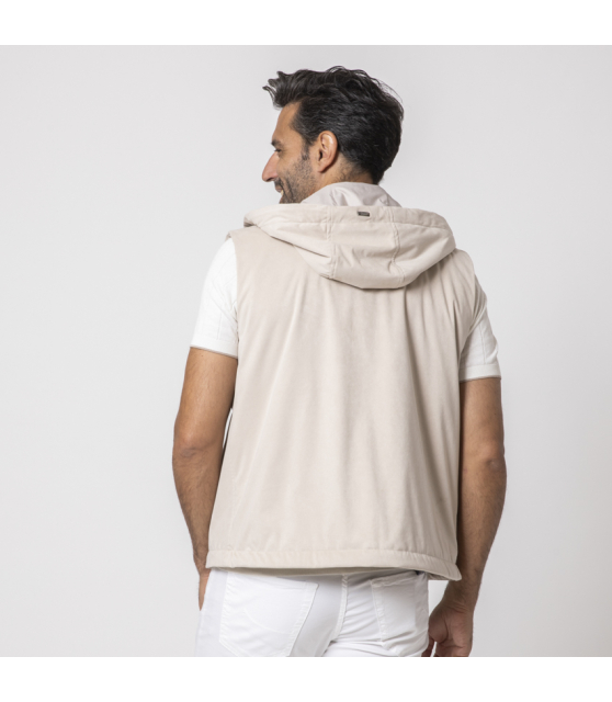 HERNO - Blouson sans manches en suède beige