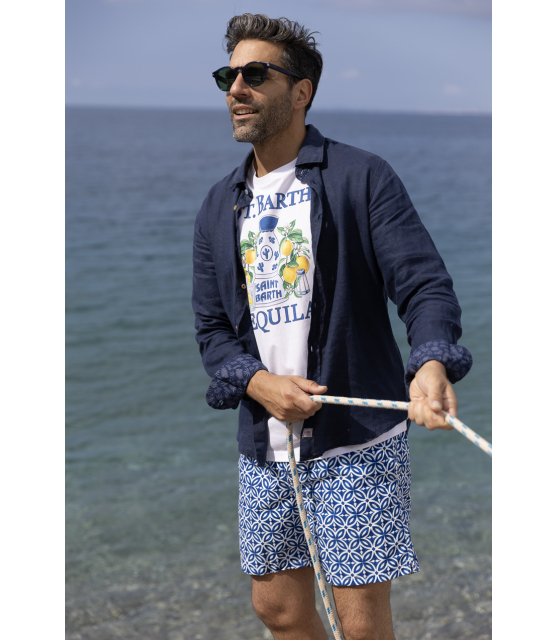 MC2 SAINT BARTH - Maillot de bain à motifs géométriques bleu marine