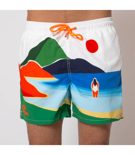 MC2 SAINT BARTH - Maillot de bain blanc à motifs Ibiza