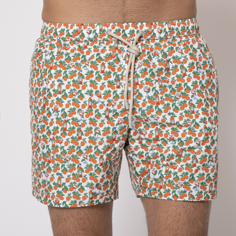 MC2 SAINT BARTH - Maillot de bain blanc Aperol Spritz et oranges