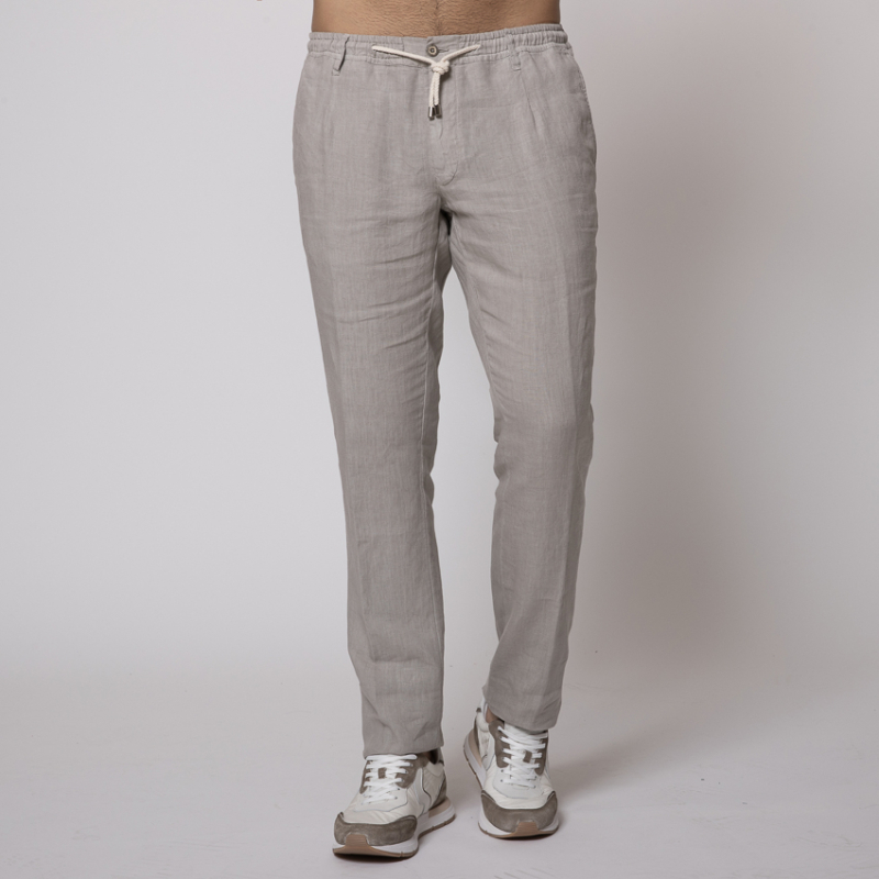 DUNCAN - Pantalon en lin taupe