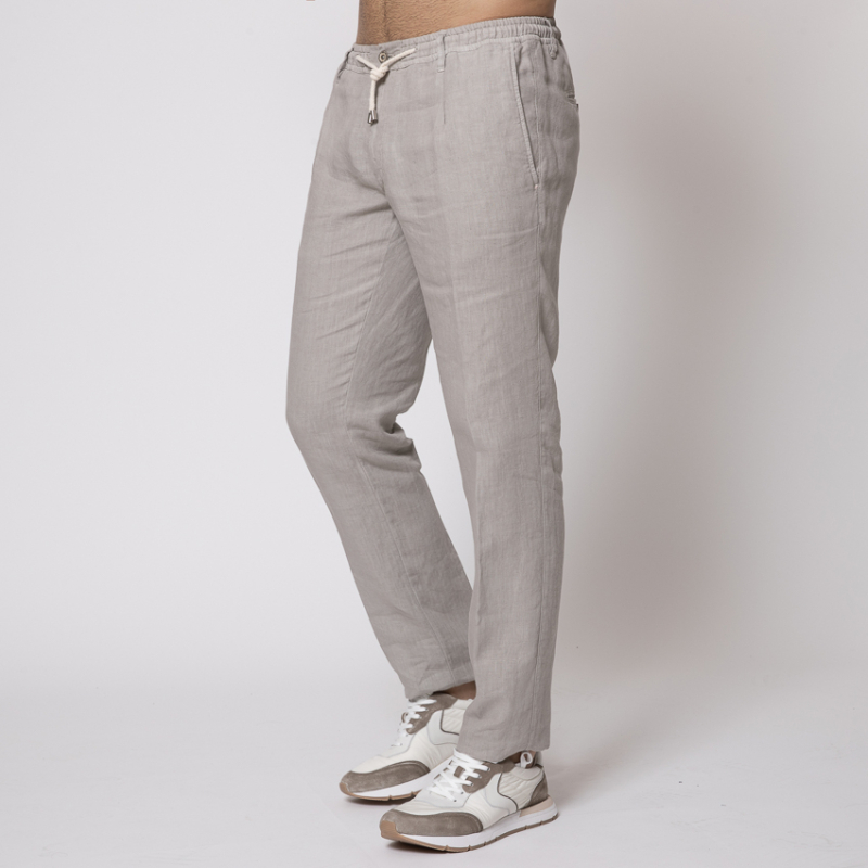 DUNCAN - Pantalon en lin taupe 2