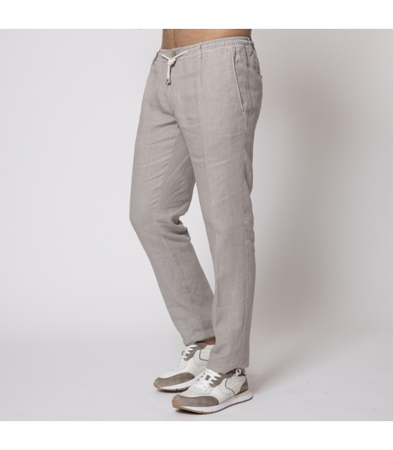 DUNCAN - Pantalon en lin taupe