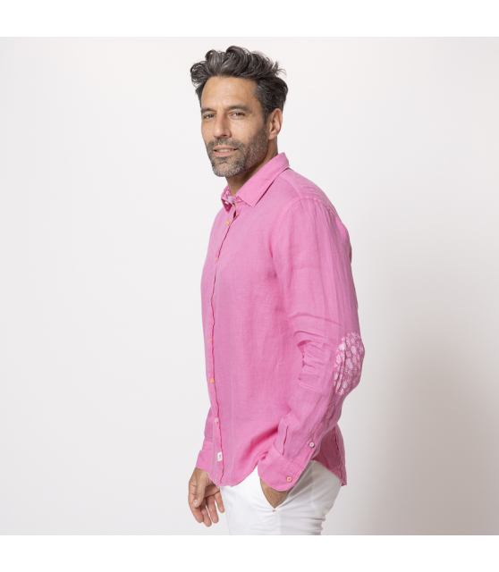 DUNCAN - Chemise rose en lin