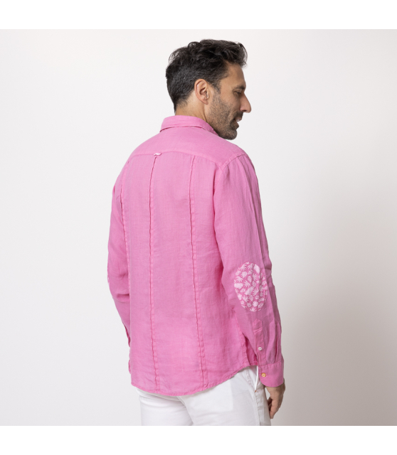 DUNCAN - Chemise rose en lin