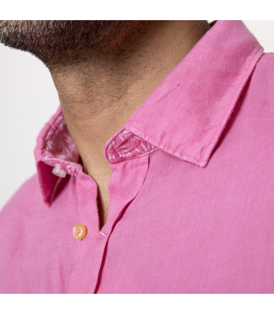 DUNCAN - Chemise rose en lin