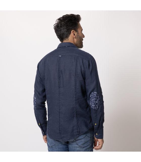 DUNCAN - Chemise bleu marine en lin