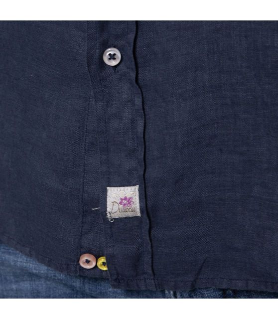DUNCAN - Chemise bleu marine en lin