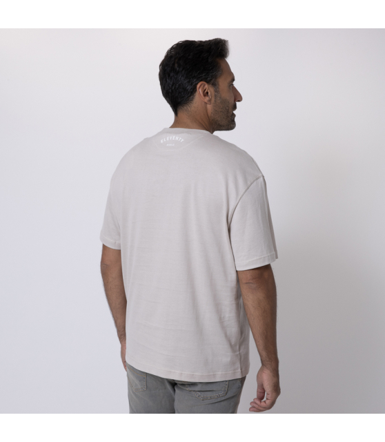 ELEVENTY - T-shirt beige à col rond