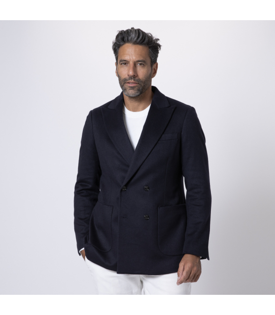 ALTEA - Blazer croisé en cachemire bleu marine