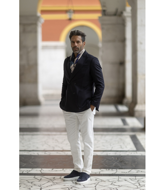 ALTEA - Blazer croisé en cachemire bleu marine