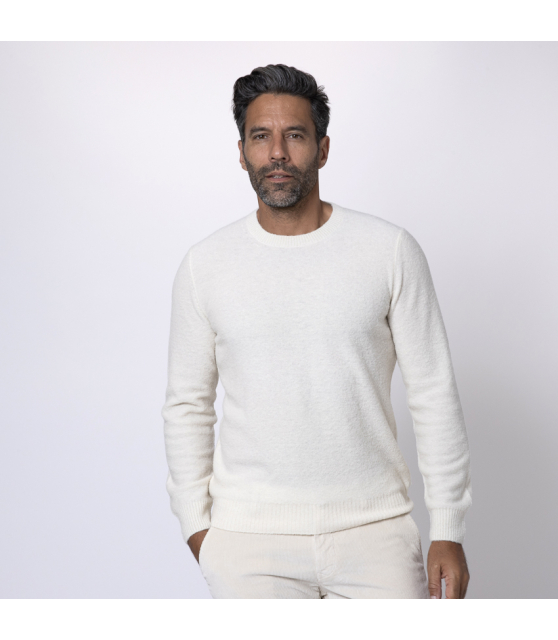 GRAN SASSO - Pull écru à col rond en bouclette