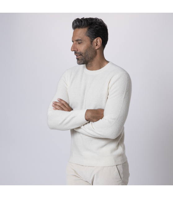 GRAN SASSO - Pull écru à col rond en bouclette