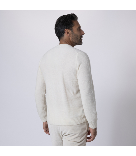 GRAN SASSO - Pull écru à col rond en bouclette