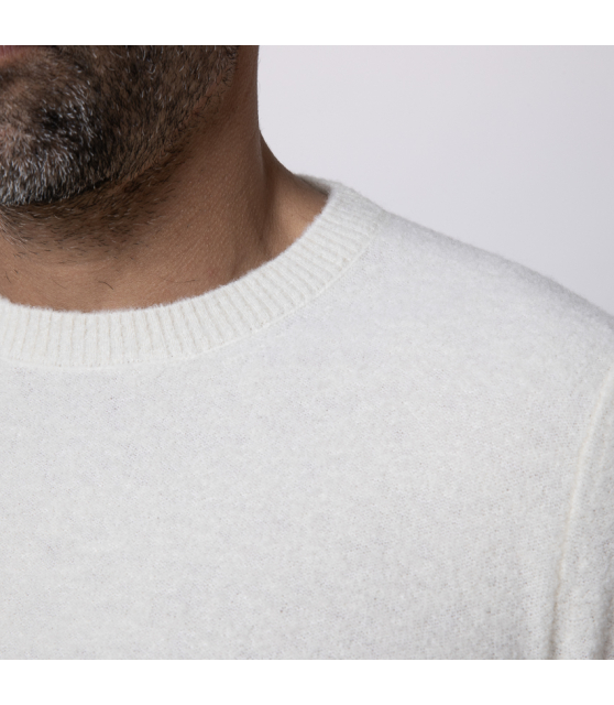 GRAN SASSO - Pull écru à col rond en bouclette