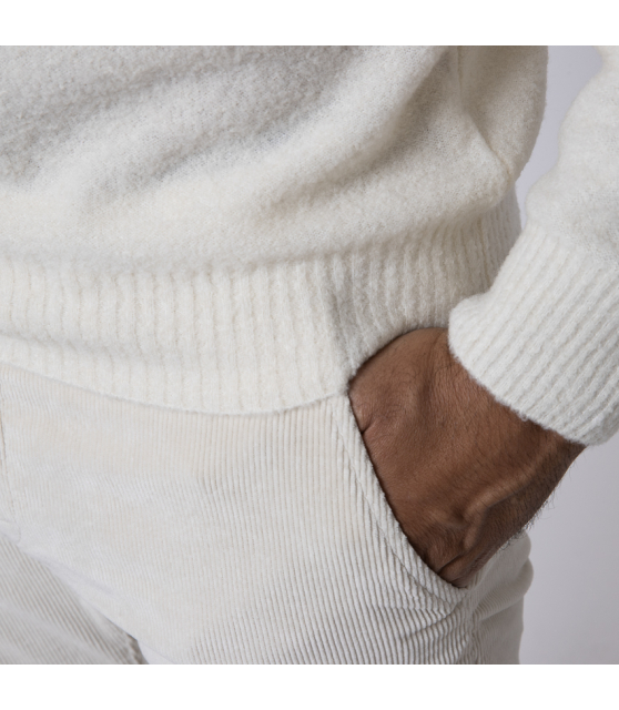 GRAN SASSO - Pull écru à col rond en bouclette