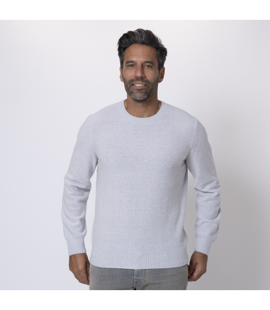 GRAN SASSO - Pull gris clair à col rond en bouclette