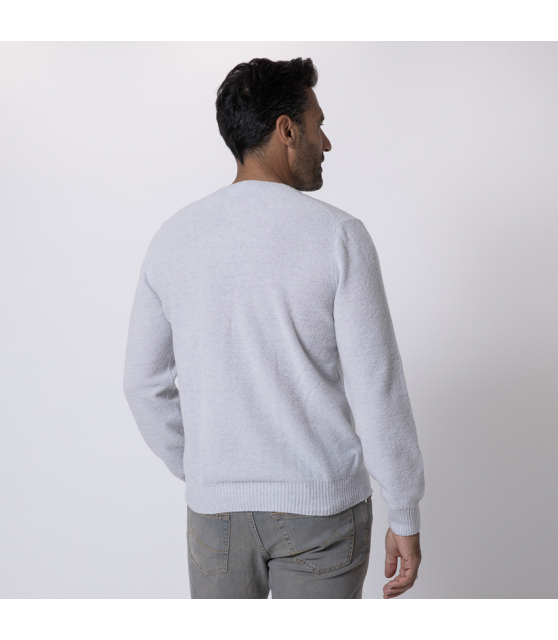 GRAN SASSO - Pull gris clair à col rond en bouclette