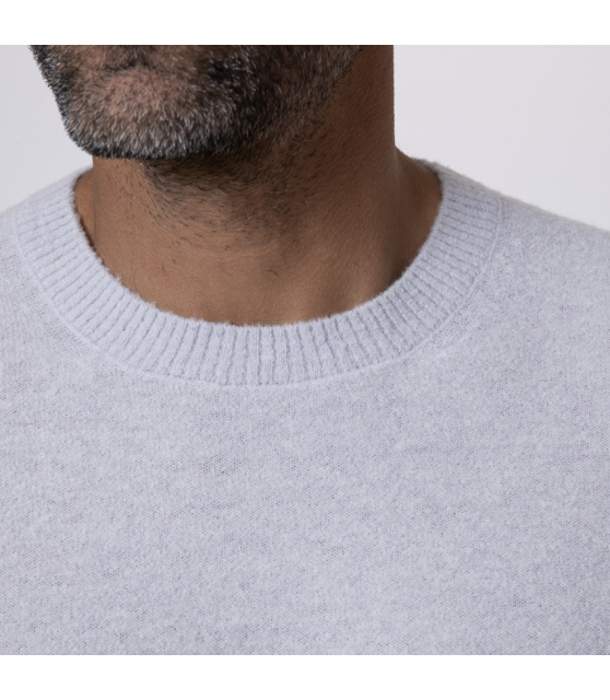 GRAN SASSO - Pull gris clair à col rond en bouclette