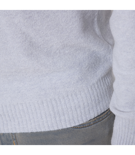 GRAN SASSO - Pull gris clair à col rond en bouclette
