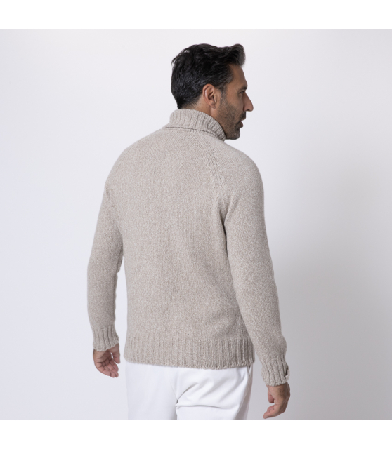GRAN SASSO - Pull beige col roulé en éco-cachemire