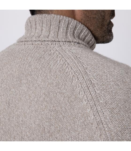 GRAN SASSO - Pull beige col roulé en éco-cachemire