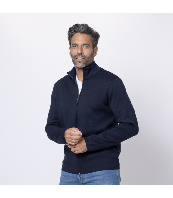 GRAN SASSO - Gilet zippé bleu marine