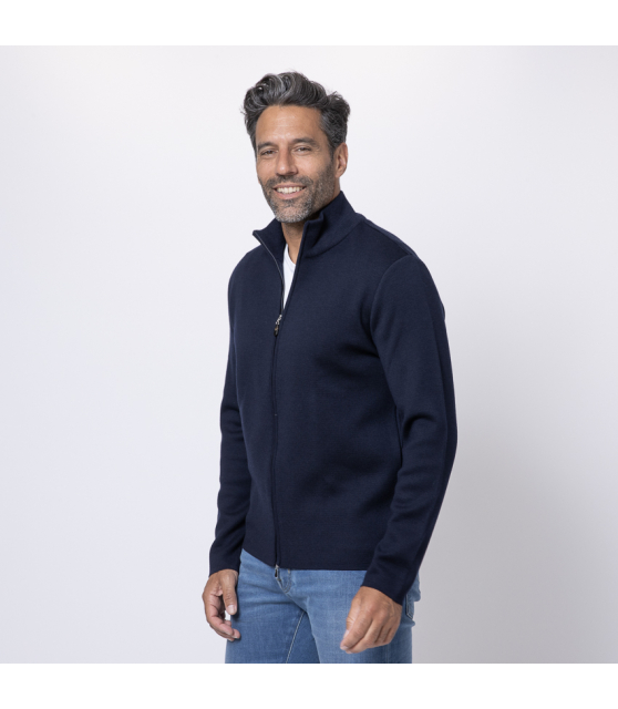 GRAN SASSO - Gilet zippé bleu marine