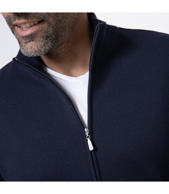 GRAN SASSO - Gilet zippé bleu marine